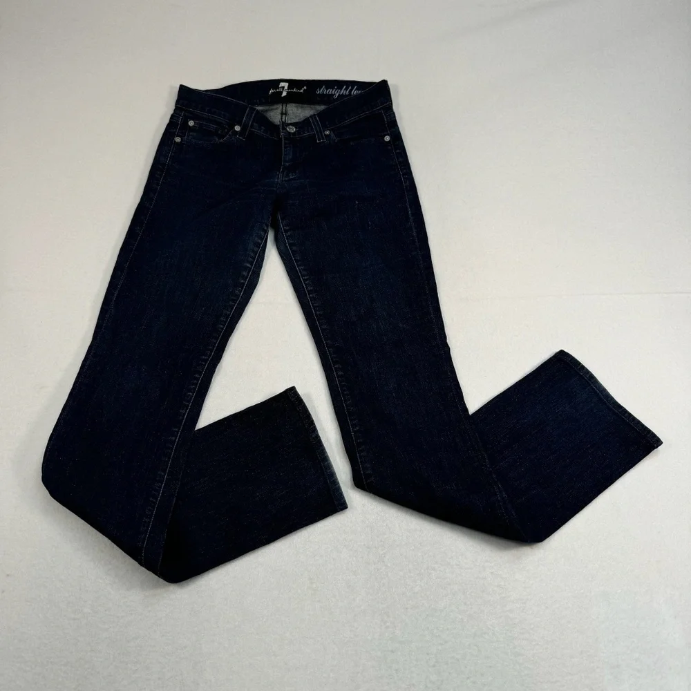 7 For All Mankind Straight Leg Jeans Womens Size 26 Dark Blue Low Rise